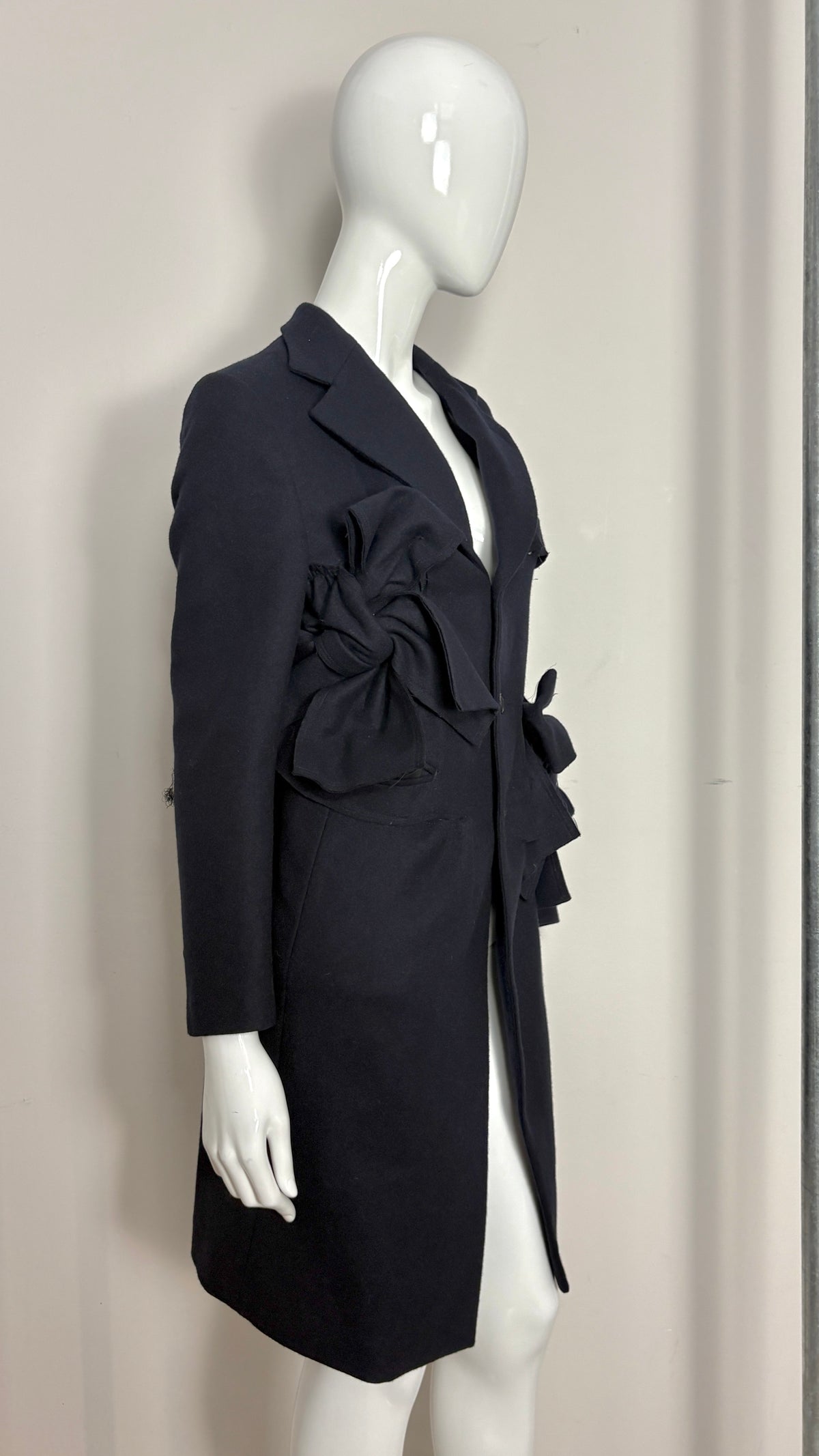 Comme des Garcons A/W 2013 raw edge integrated bow coat