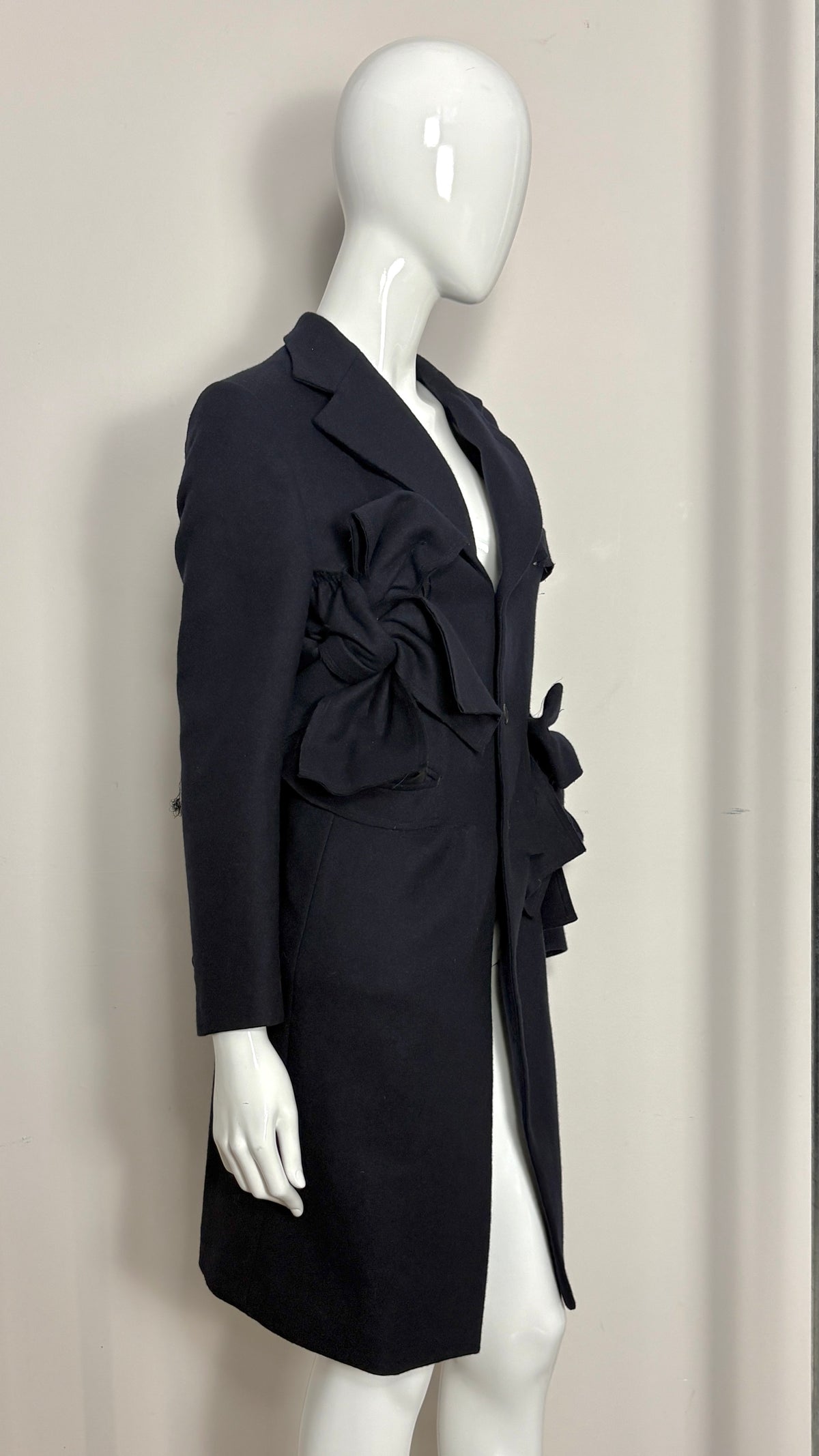 Comme des Garcons A/W 2013 raw edge integrated bow coat