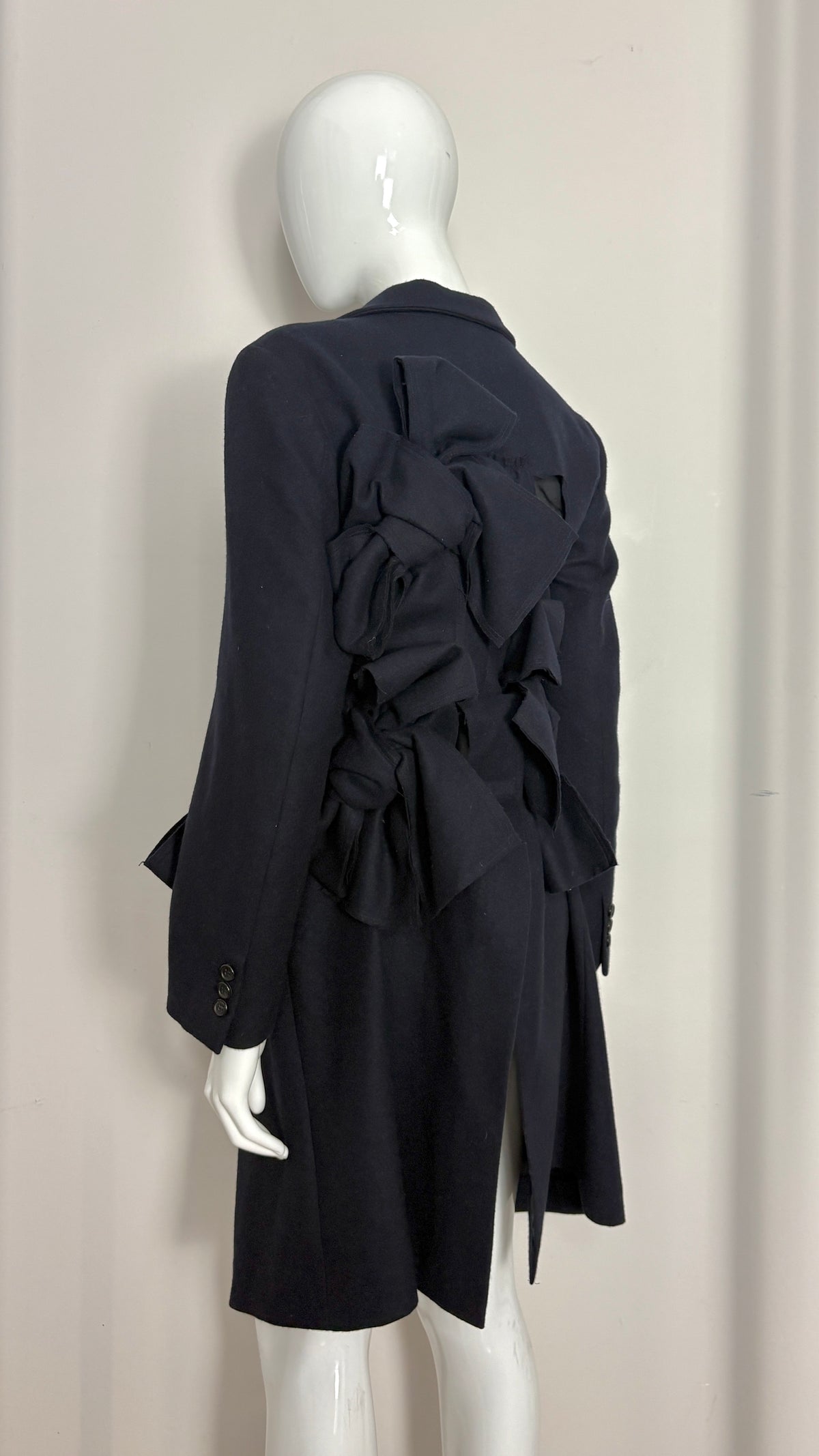 Comme des Garcons A/W 2013 raw edge integrated bow coat