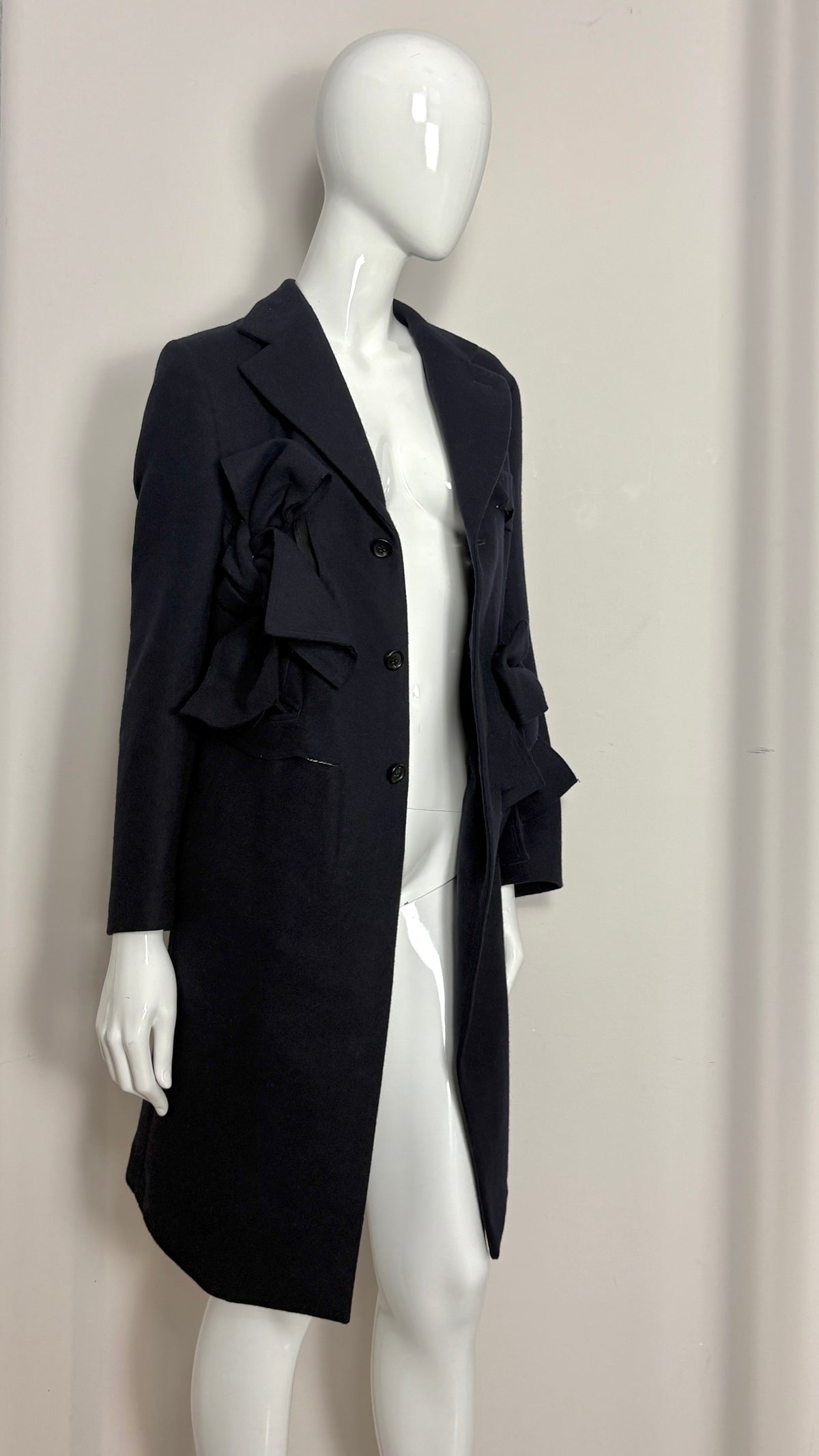 Comme des Garcons A/W 2013 raw edge integrated bow coat