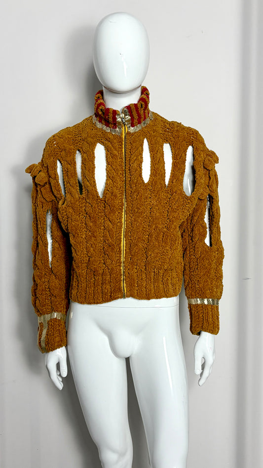 Vivienne Westwood S/S 1991 menswear cut and slash/pitti uomo chenille knitted slash jacket
