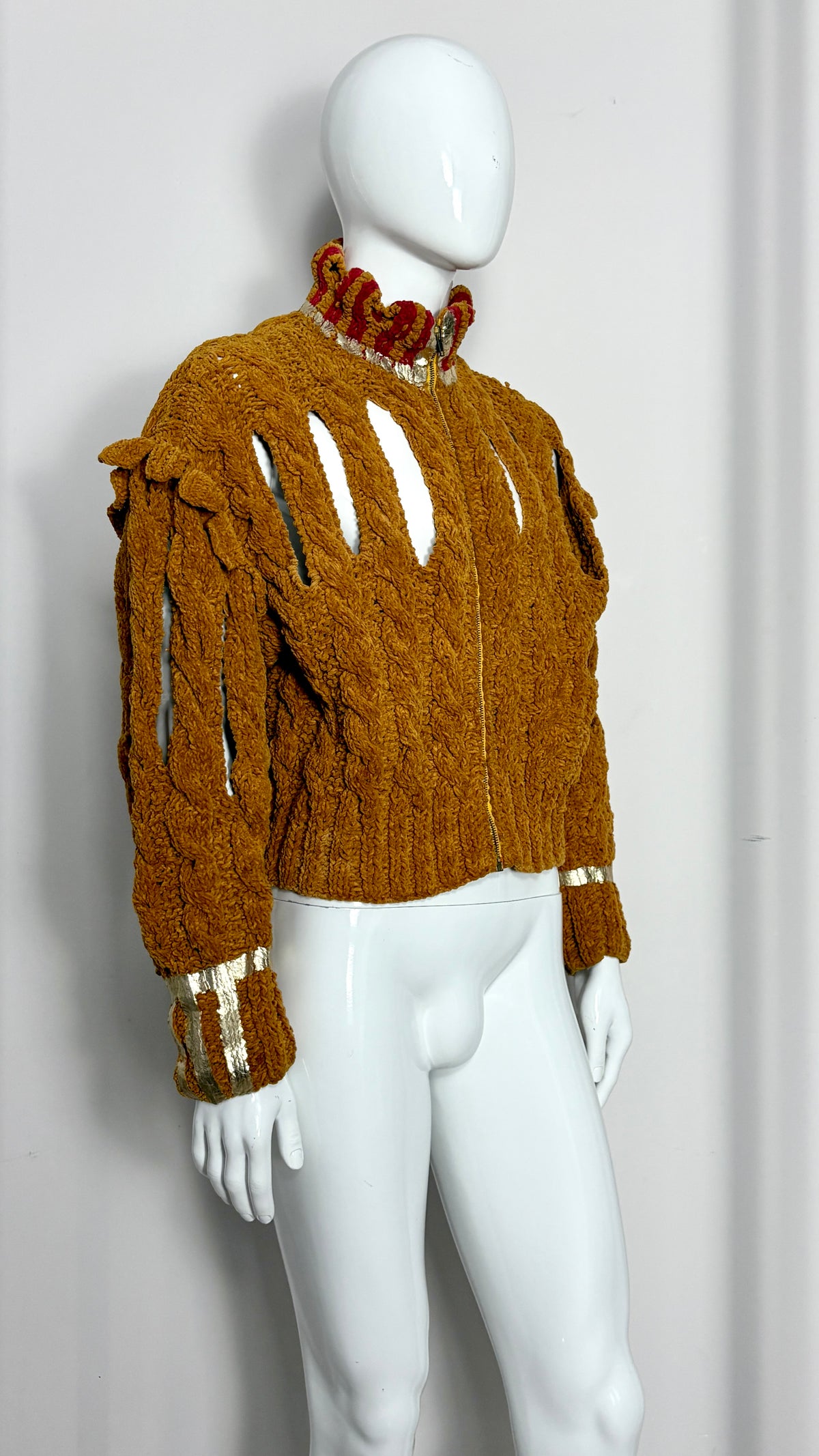 Vivienne Westwood S/S 1991 menswear cut and slash/pitti uomo chenille knitted slash jacket