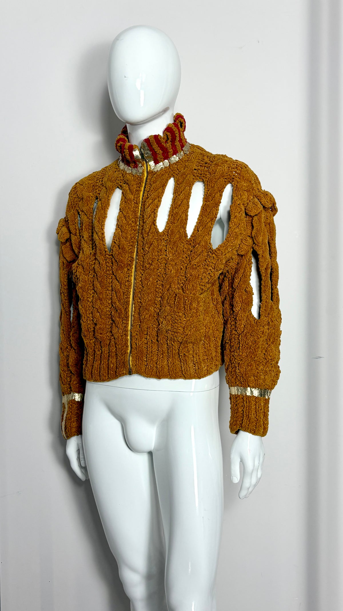 Vivienne Westwood S/S 1991 menswear cut and slash/pitti uomo chenille knitted slash jacket