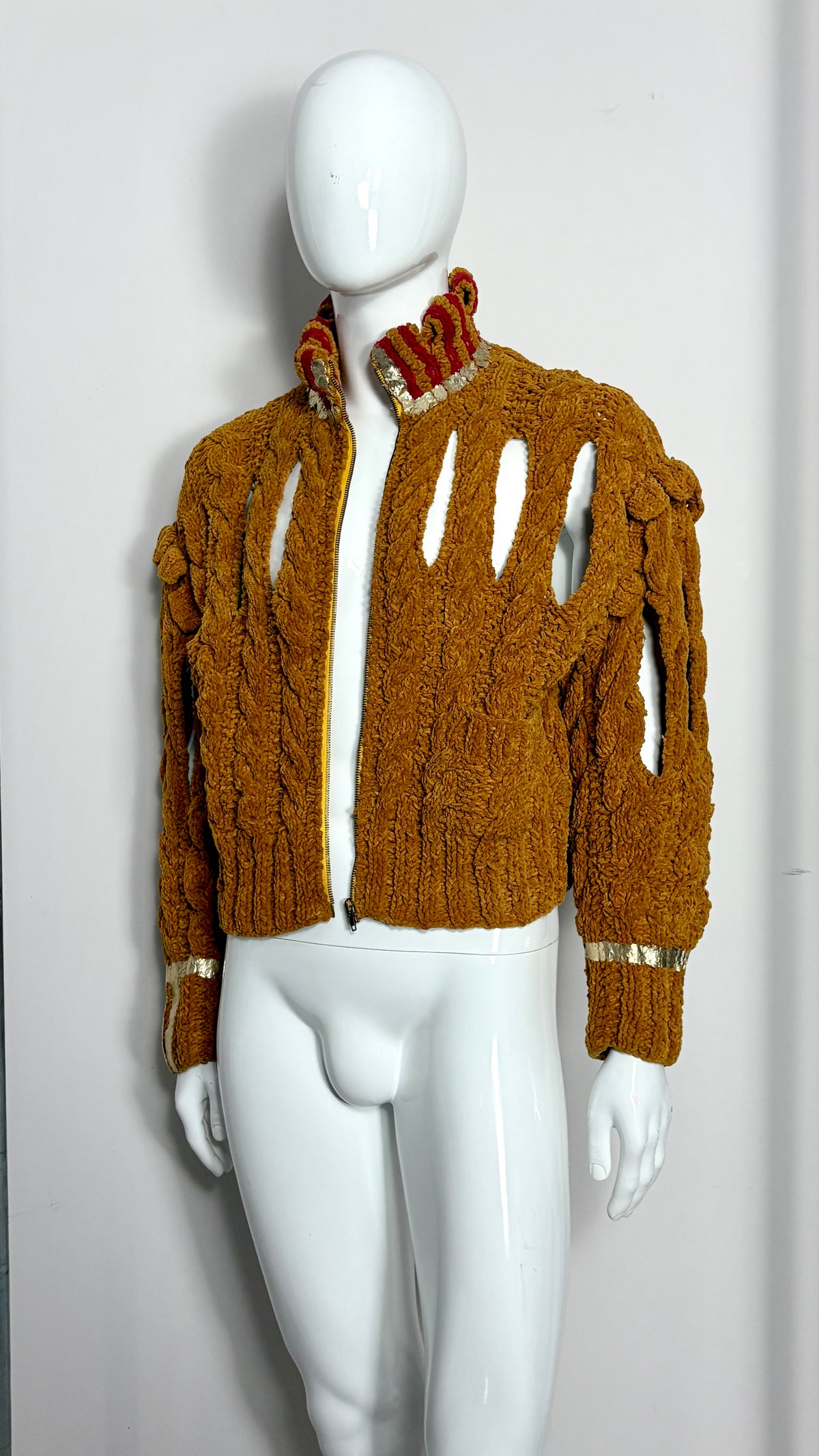 Vivienne Westwood S/S 1991 menswear cut and slash/pitti uomo chenille knitted slash jacket