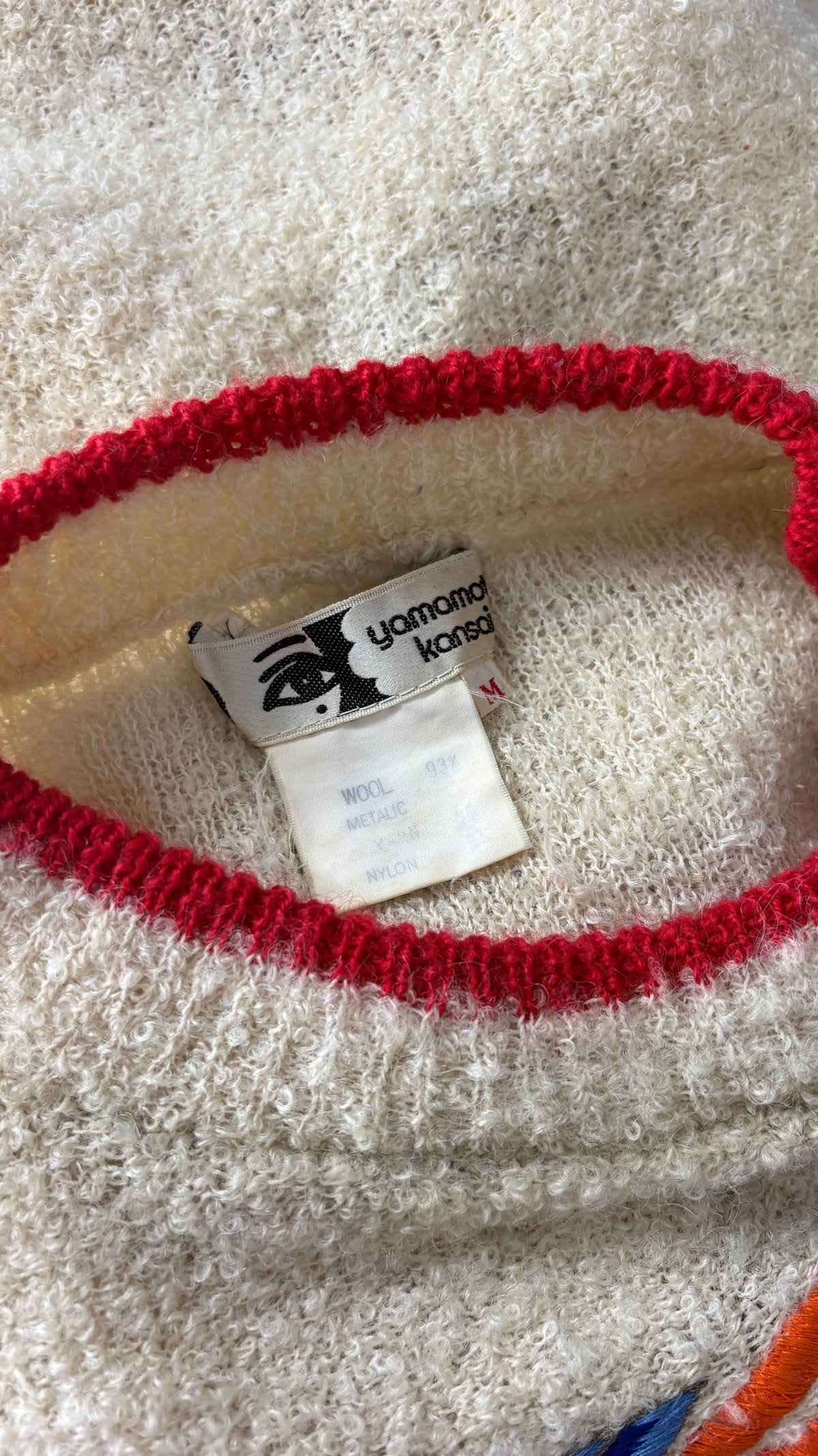 Kansai Yamamoto embroidered boucle knitted jumper