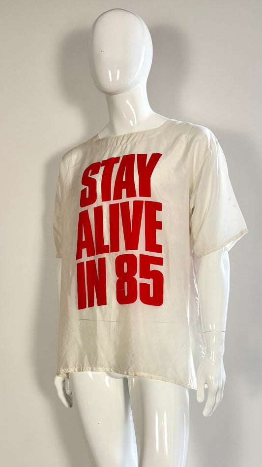 Katharine Hamnett stay alive in 85 silk tee