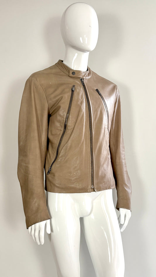 Margiela leather jacket with exaggerated pockets