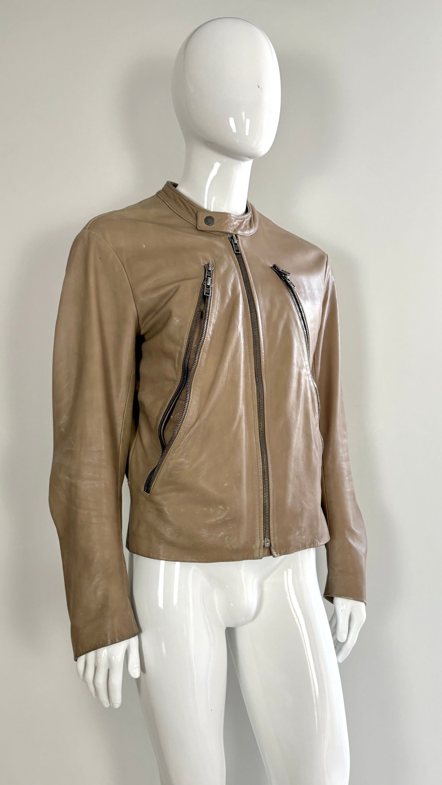 Margiela leather jacket with exaggerated pockets