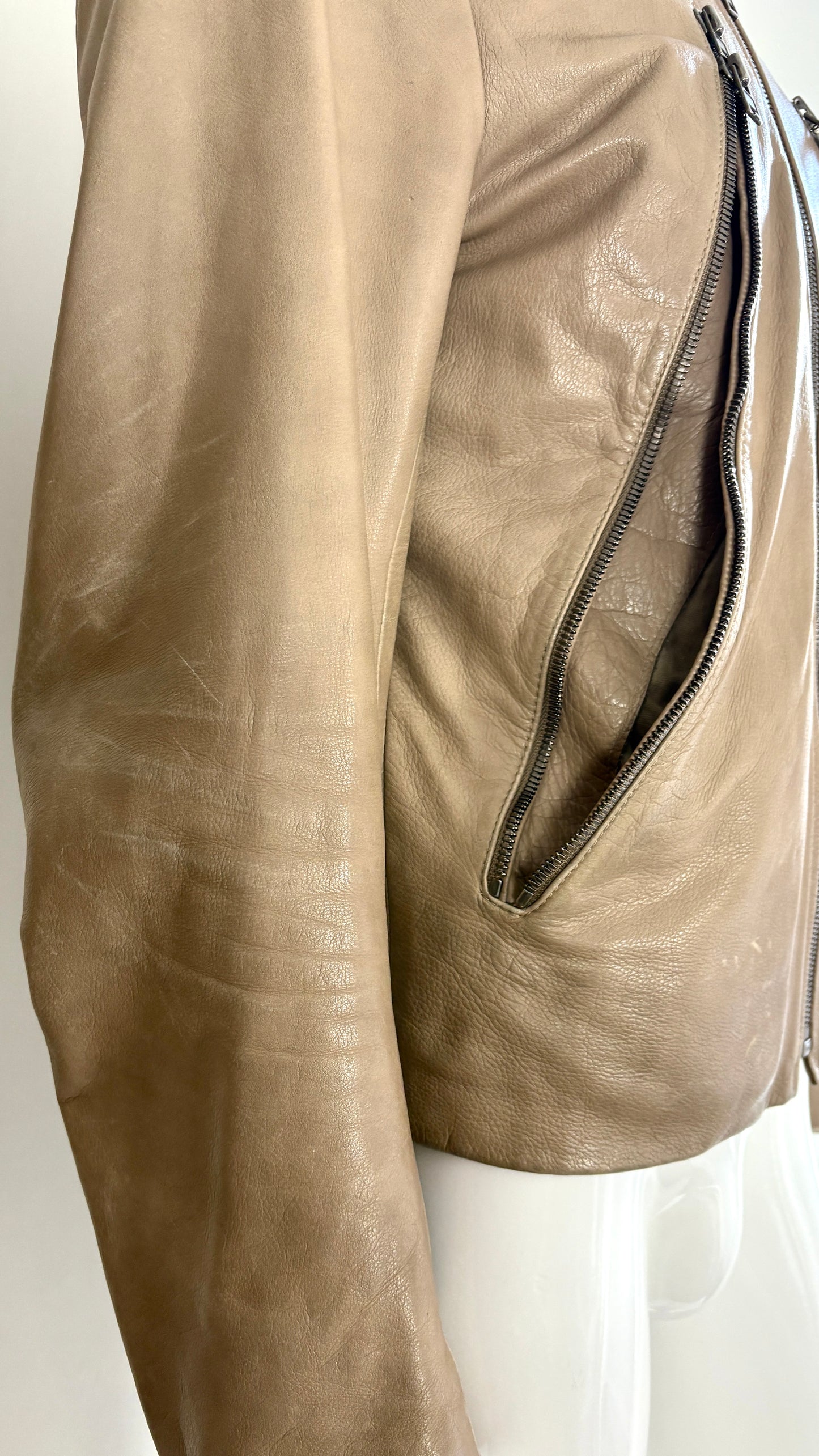 Margiela leather jacket with exaggerated pockets