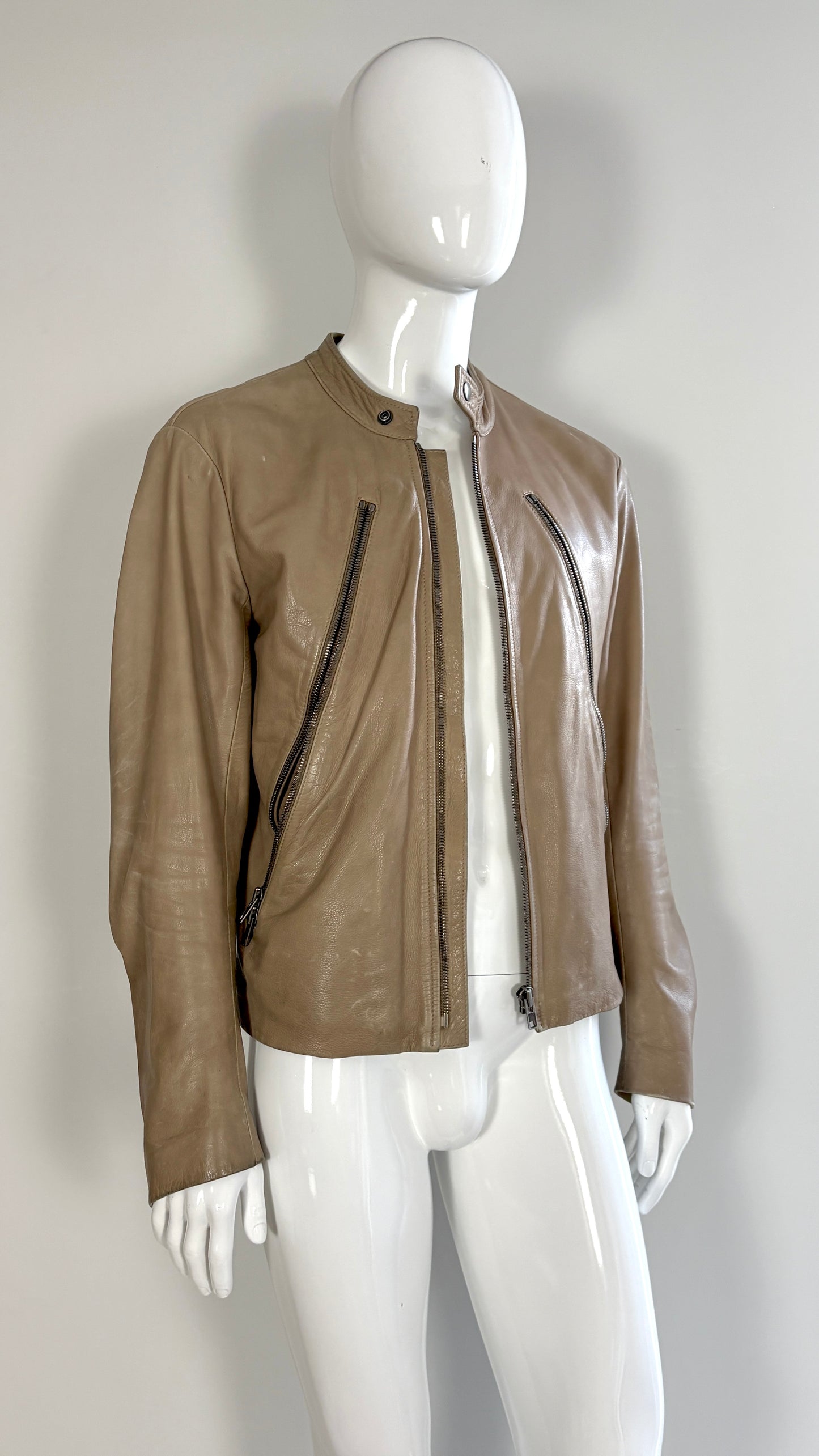 Margiela leather jacket with exaggerated pockets