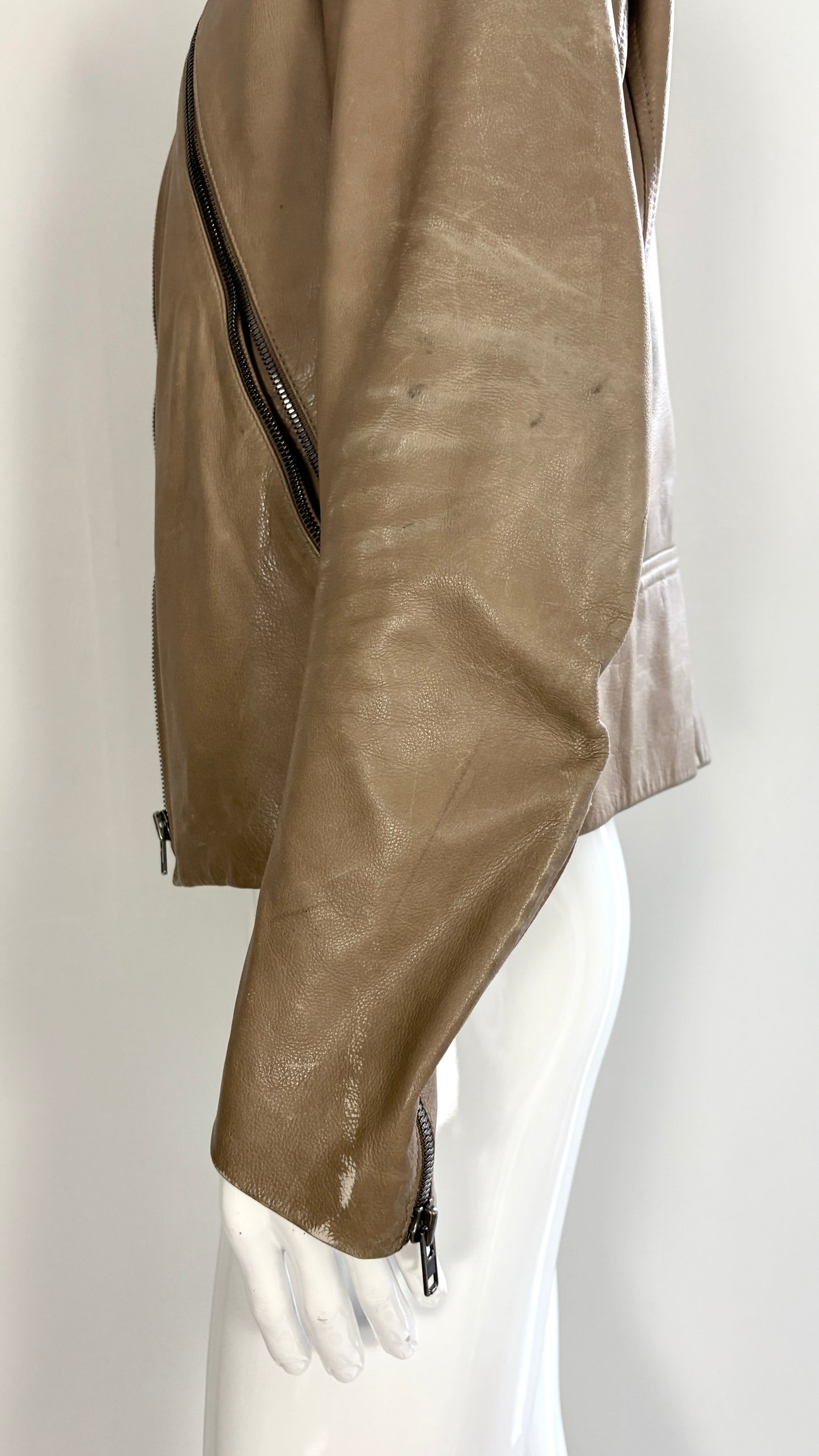 Margiela leather jacket with exaggerated pockets