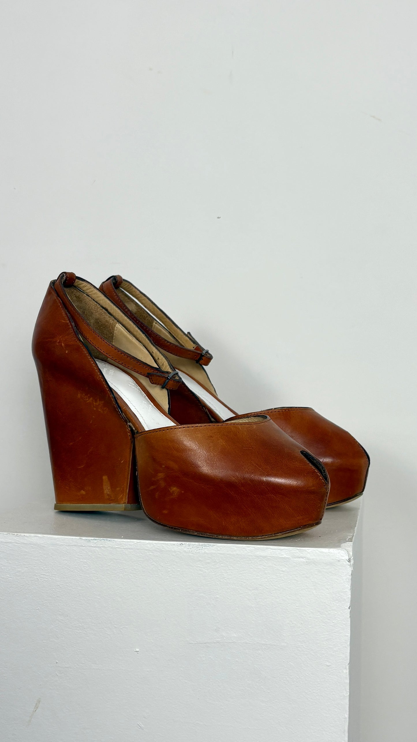 Margiela leather wedge heel - size 37