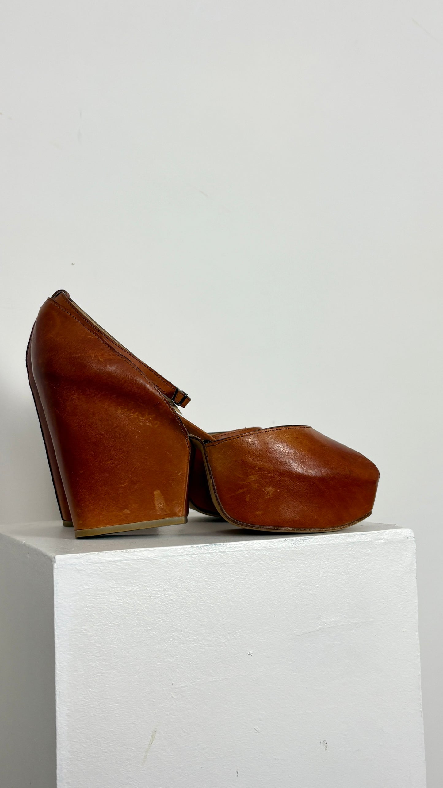 Margiela leather wedge heel - size 37