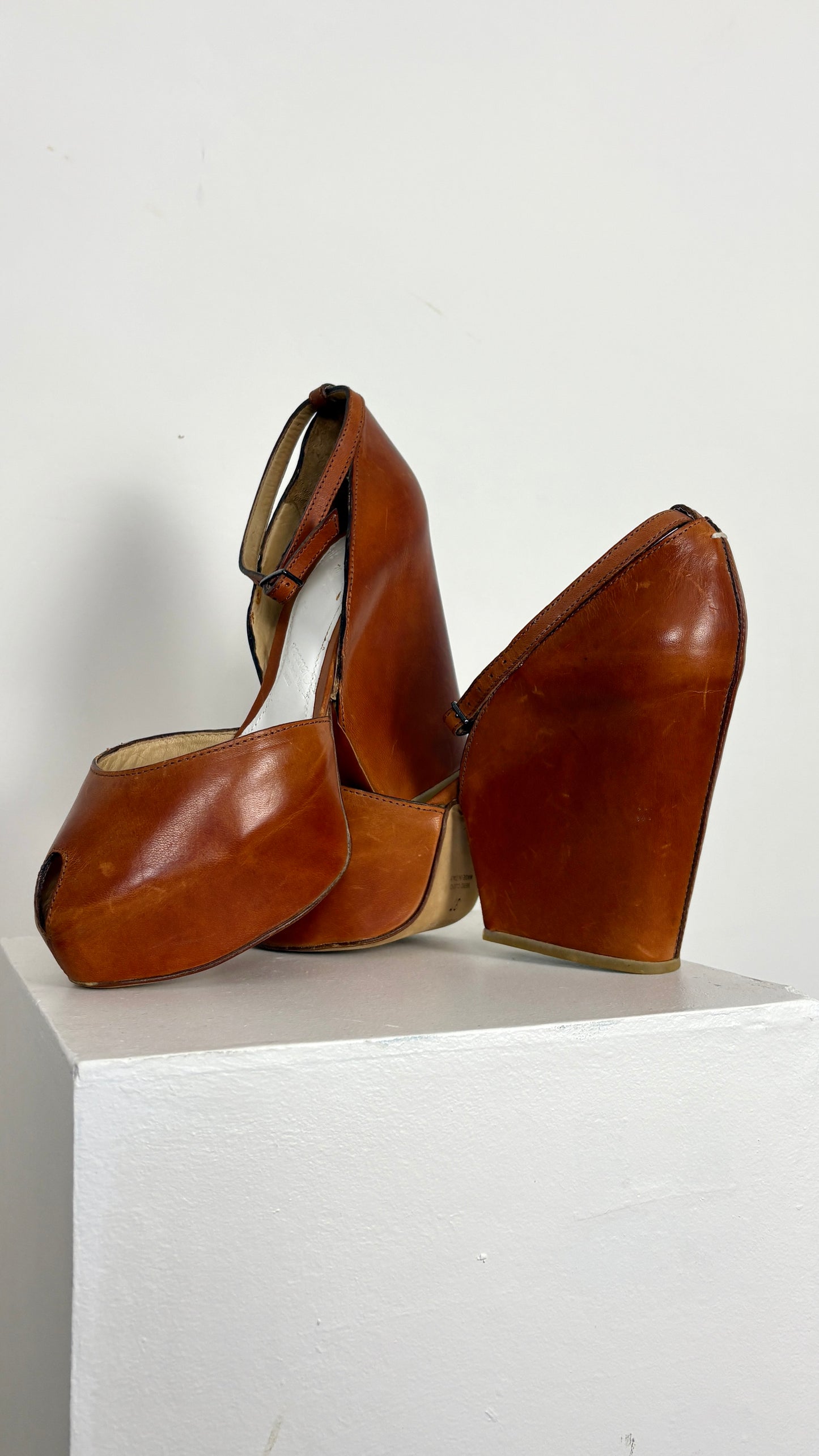 Margiela leather wedge heel - size 37