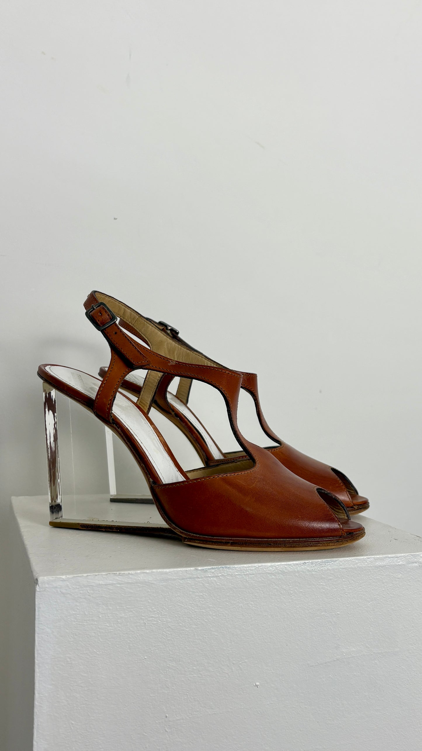 Margiela lucite wedge strappy heel - size 38