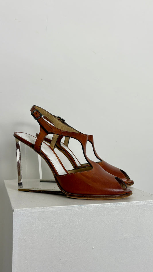 Margiela lucite wedge strappy heel - size 38