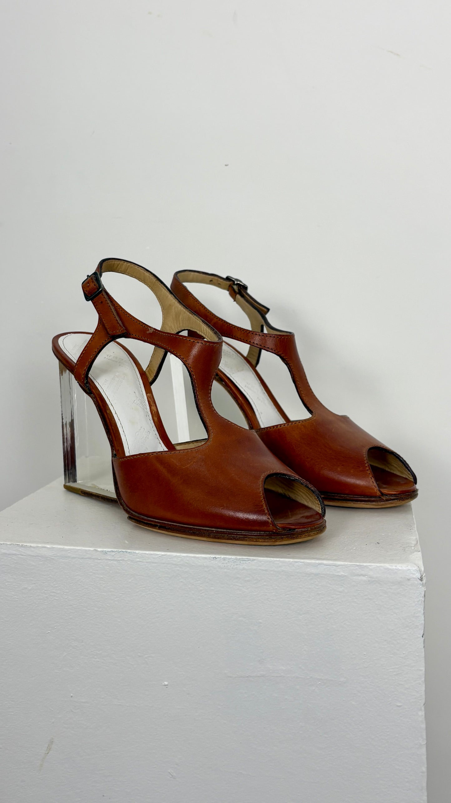 Margiela lucite wedge strappy heel - size 38