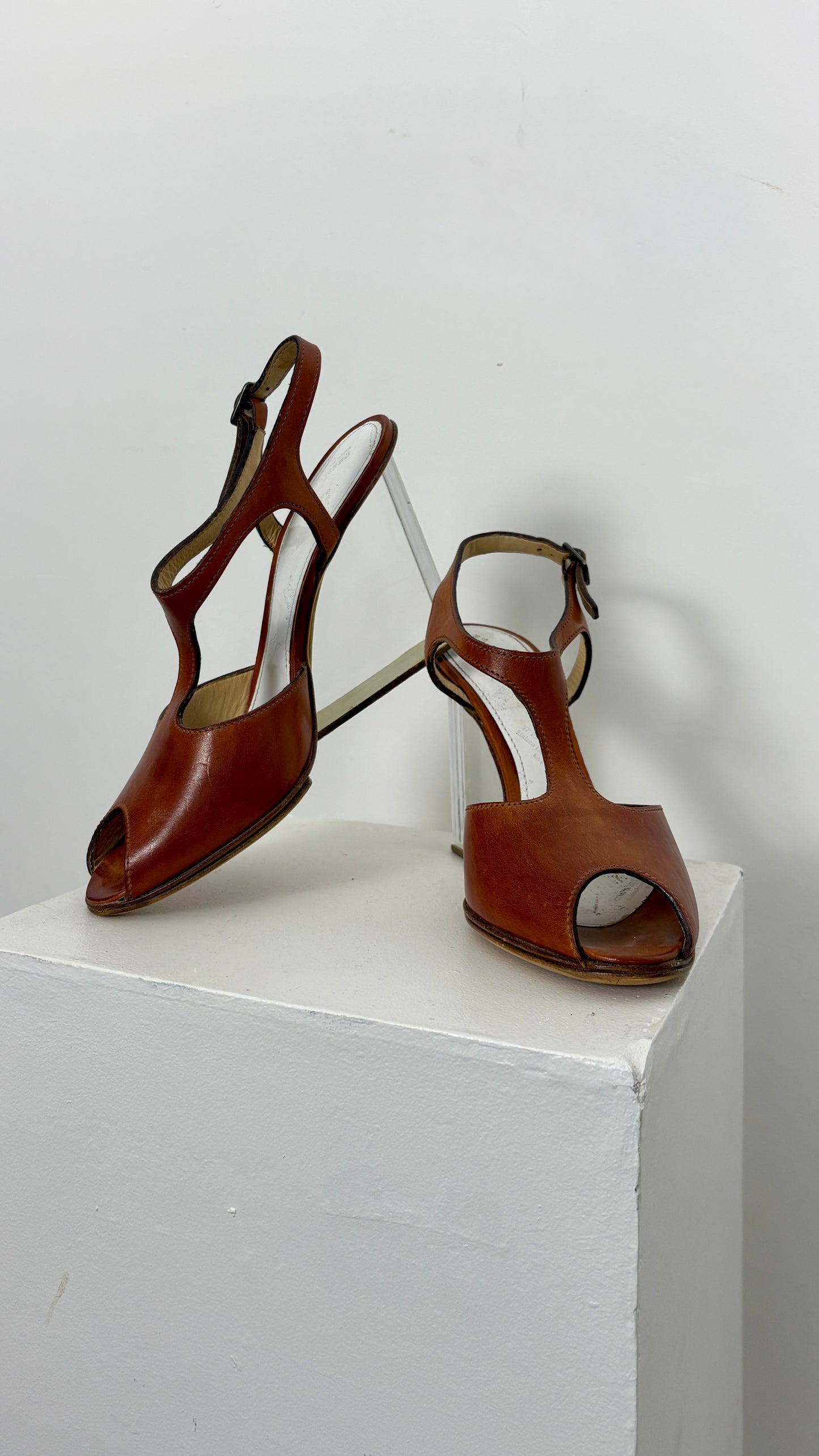 Margiela lucite wedge strappy heel - size 38