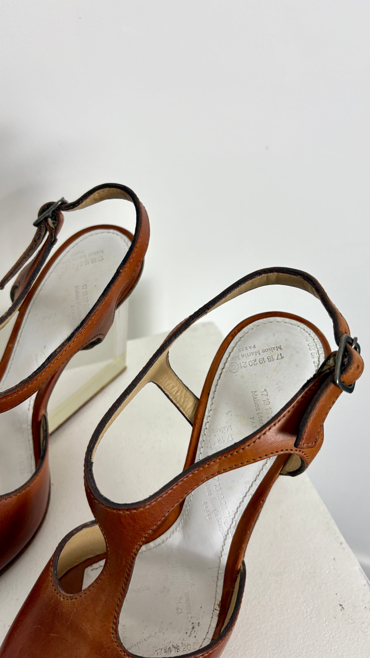 Margiela lucite wedge strappy heel - size 38