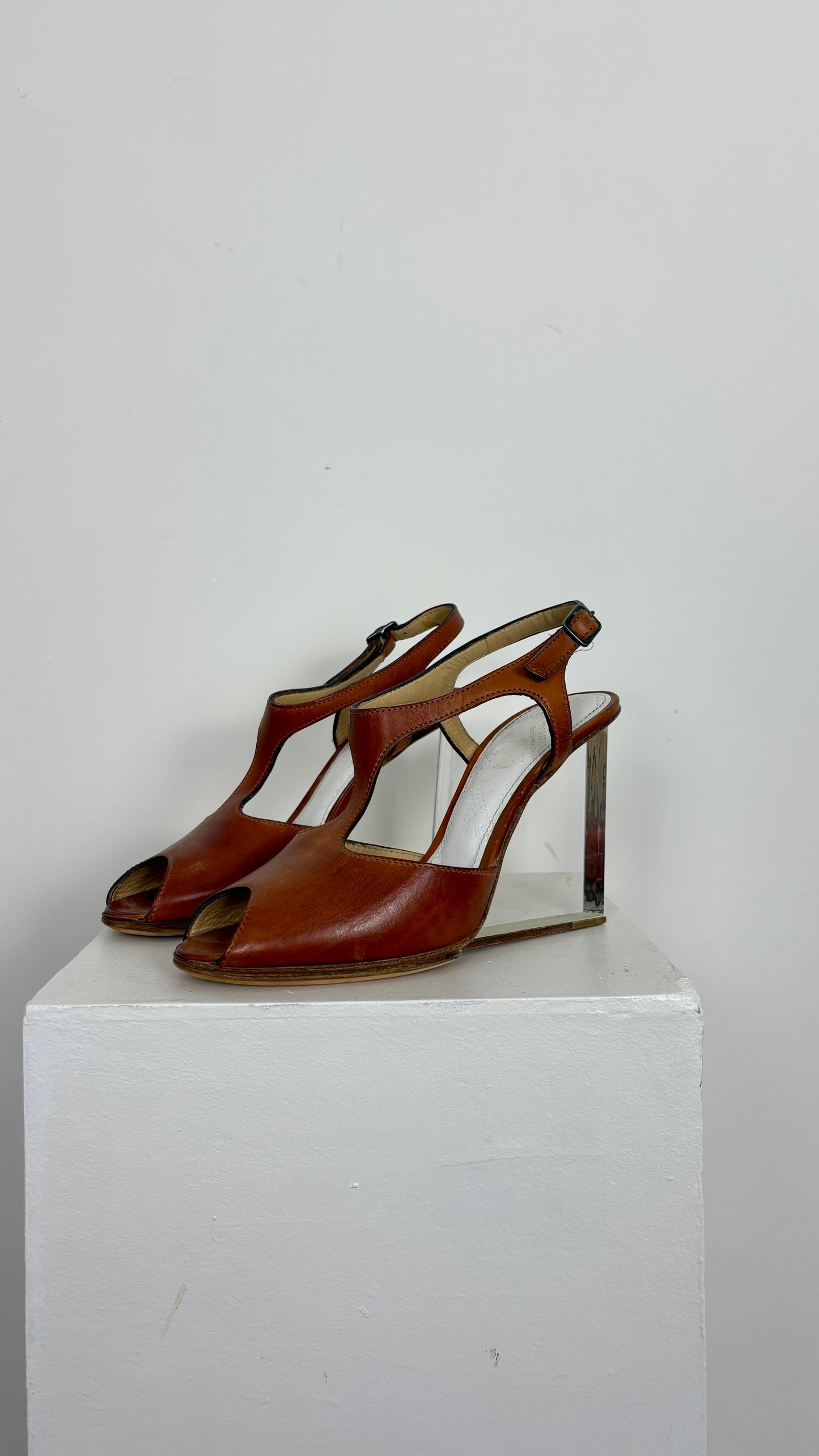 Margiela lucite wedge strappy heel - size 38
