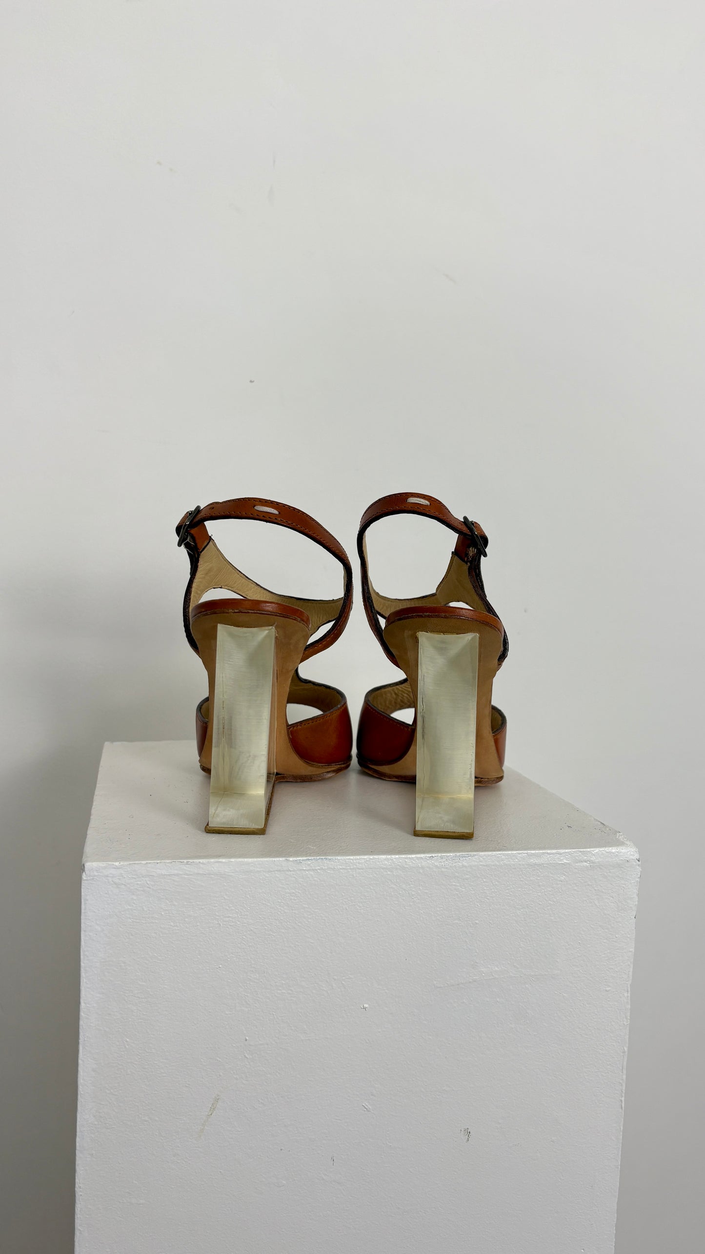 Margiela lucite wedge strappy heel - size 38