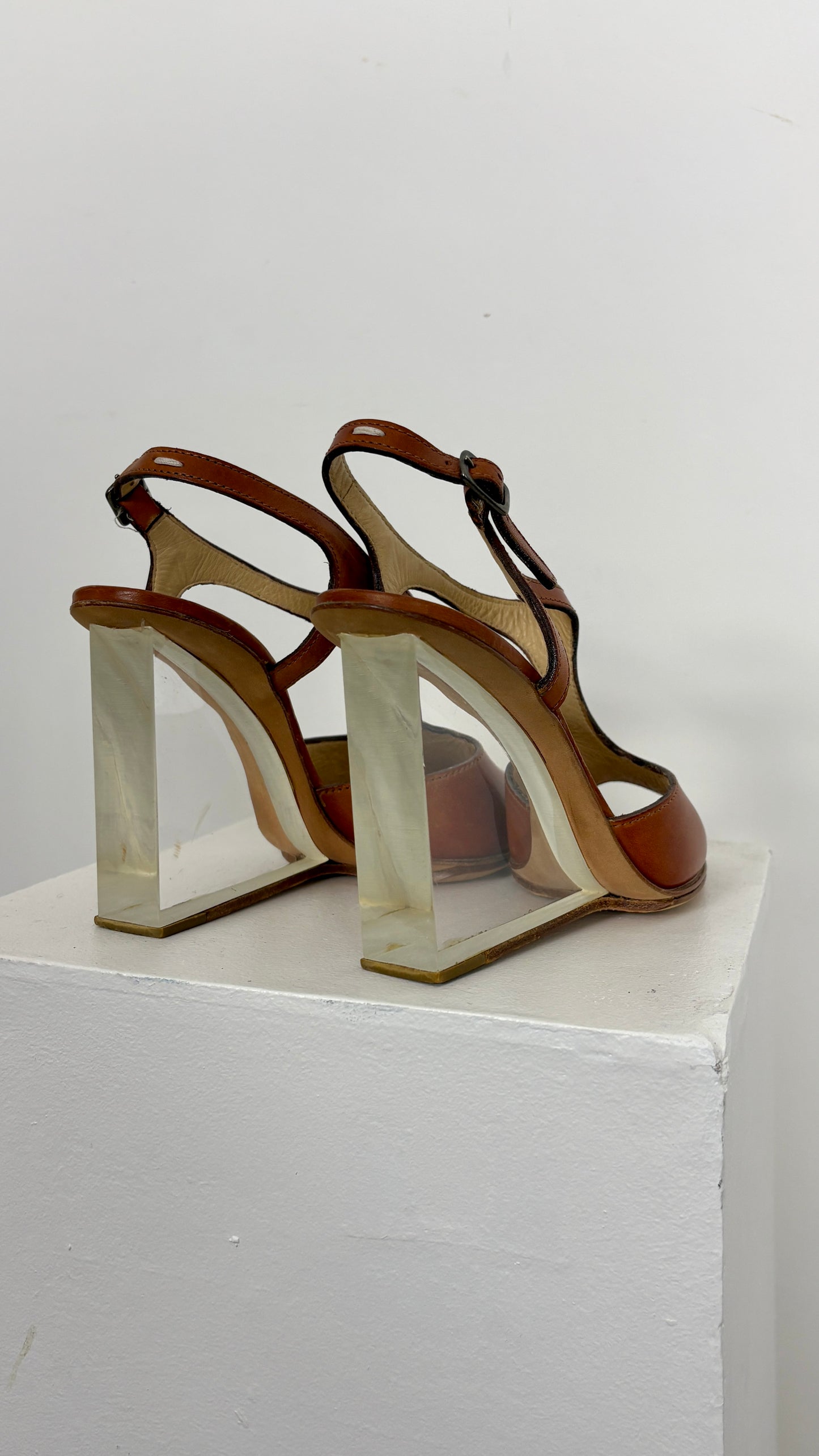 Margiela lucite wedge strappy heel - size 38