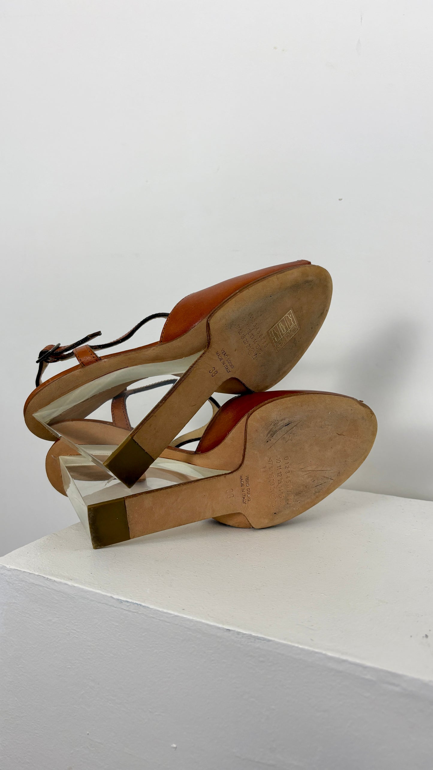 Margiela lucite wedge strappy heel - size 38