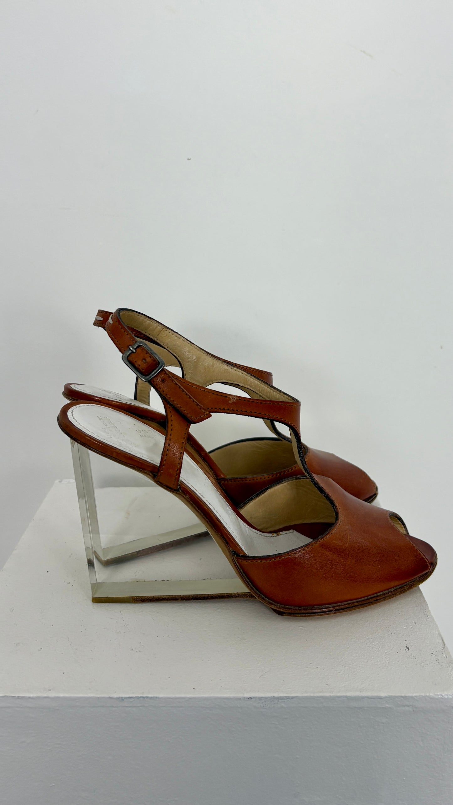 Margiela lucite wedge strappy heel - size 38