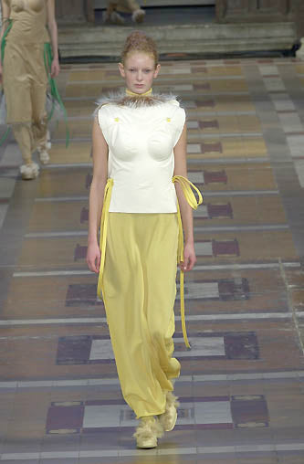 A Issey Miyake by Naoki Takizawa A/W 2001 beige suedette and faux fur wrap top