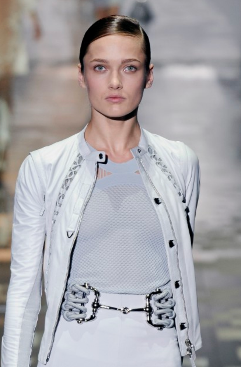 Gucci moto leather biker jacket with removable sleeves