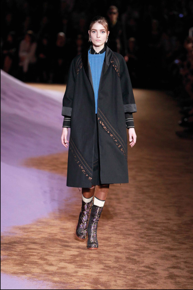 Prada S/S 2015 raw edge denim opera coat