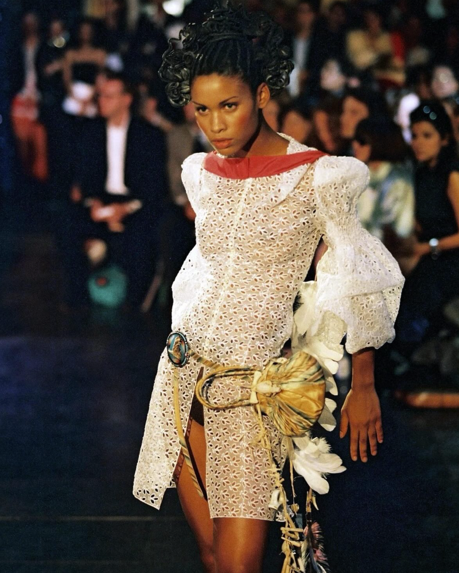 John Galliano S/S 1996 'L'cole de Danse' collection broderie anglaise suit