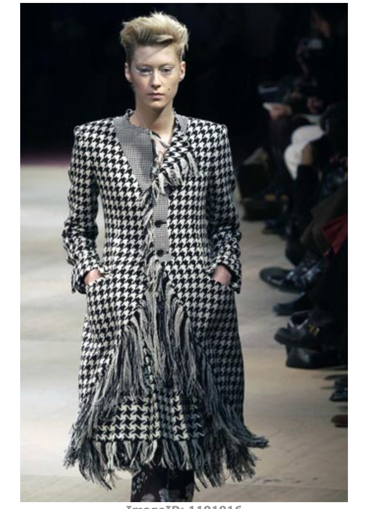 Yohji Yamamoto A/W 2003 plaid coat with fringe trim