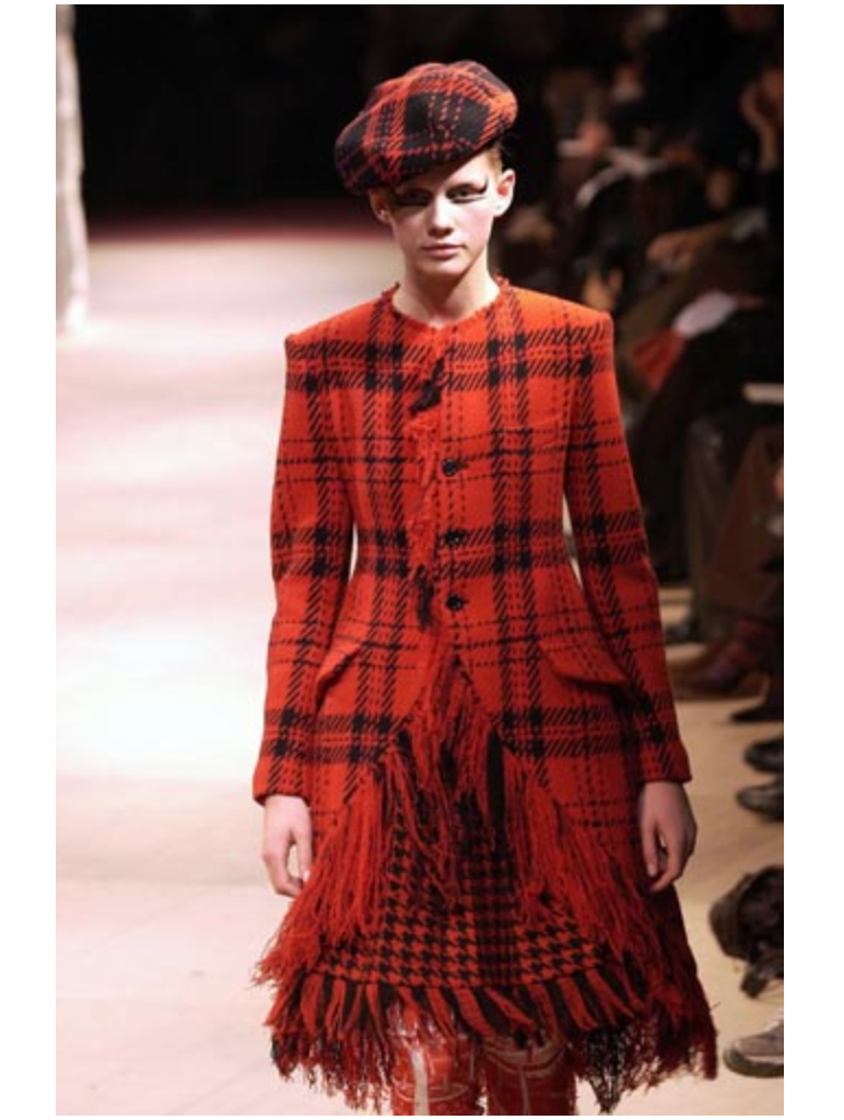 Yohji Yamamoto A/W 2003 plaid coat with fringe trim