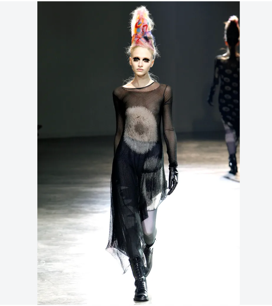Yohji Yamamoto A/W 2011 double layer fishnet dandelion dres