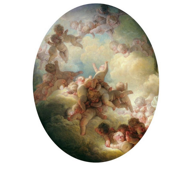 Vivienne Westwood A/W 1991/1992 'dressing up' Jean-Honoré Fragonard 'A Swarm of Cupids' print shirt