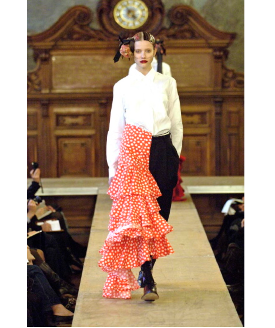 Comme des Garcons dual ruffle skirt and tailored trouser