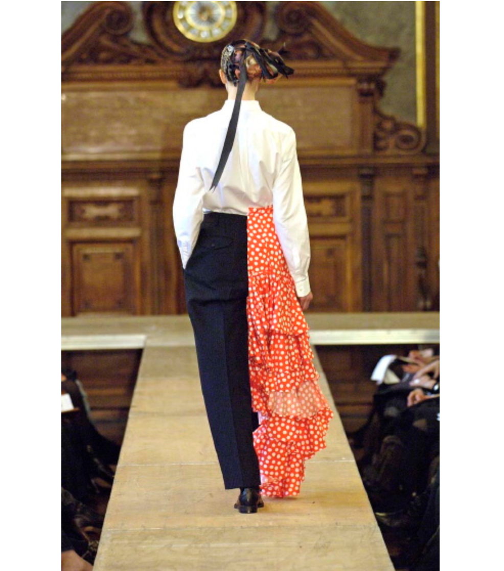 Comme des Garcons dual ruffle skirt and tailored trouser